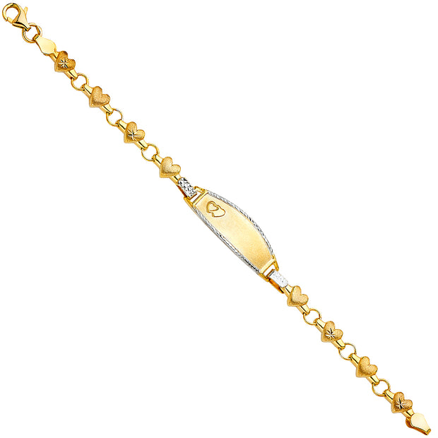 14K Solid Gold Stampato Oval Baby ID Bracelet - 6'