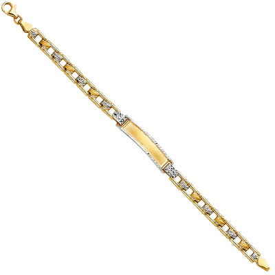 14K Solid Gold Stampato Baby ID Hearts Bracelet - 6'