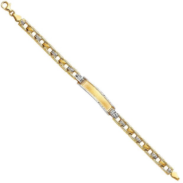 14K Solid Gold Stampato Baby ID Hearts Bracelet - 6'