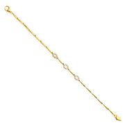 14K Solid Gold CZ Oval links Bracelet - 7.5'