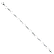 14K Solid Gold CZ Open HeartsBracelet - 7.5'