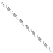 14K Solid Gold CZ Hearts Bracelet - 7.5'