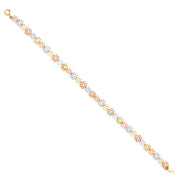 14K Gold Stamp DC Flowers Bracelet - 7.25'