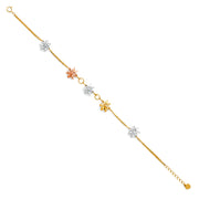 14K Gold Stamp DC Flower Chain Bracelet - 7+1'