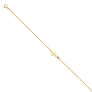 14K Solid Gold Light CZ Chain Bracelet - 7+1'