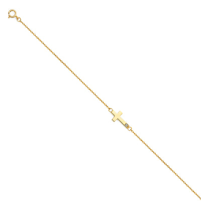 14K Solid Gold Light CZ Chain Bracelet - 7+1'