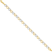 14K Gold Light Fancy Hollow Hearts Bracelet - 7.5'