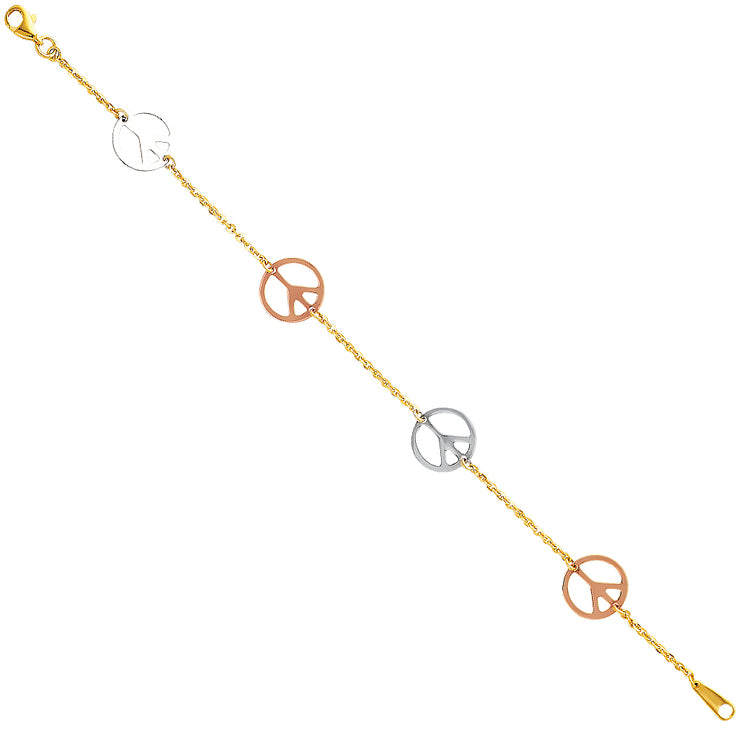 14K Gold Light Peace Bracelet - 7.5'
