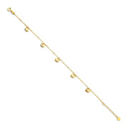 14K Solid Gold Light Hearts Bracelet - 7+1'