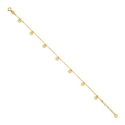 14K Solid Gold Light Round Disc Bracelet - 7+1'