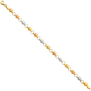 14K Gold Light Enamel Hearts Bracelet  - 7.25'