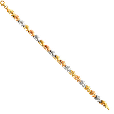 14K Gold Light Stampato Elephant Bracelet - 7.25'