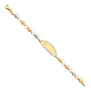 14K Gold Light Stampato Engravable ID Hearts Bracelet  - 6'