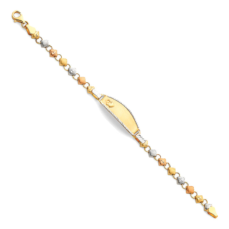 14K Gold Light Stampato Engravable ID Squares Bracelet  - 6'