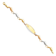 14K Gold Light Stampato Engravable ID Dolphins  Bracelet  - 6'