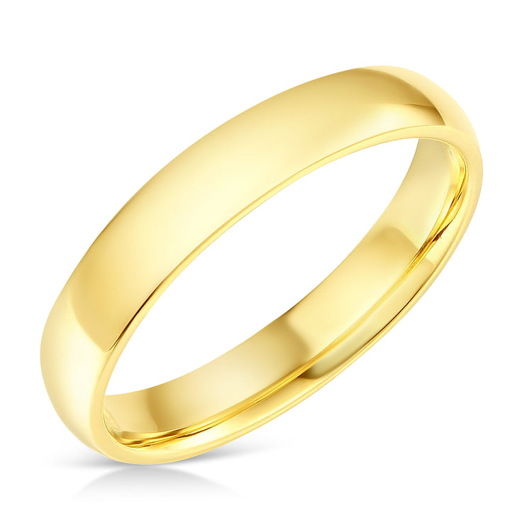 14k Solid Gold 4mm Plain Comfort Fit Wedding Band