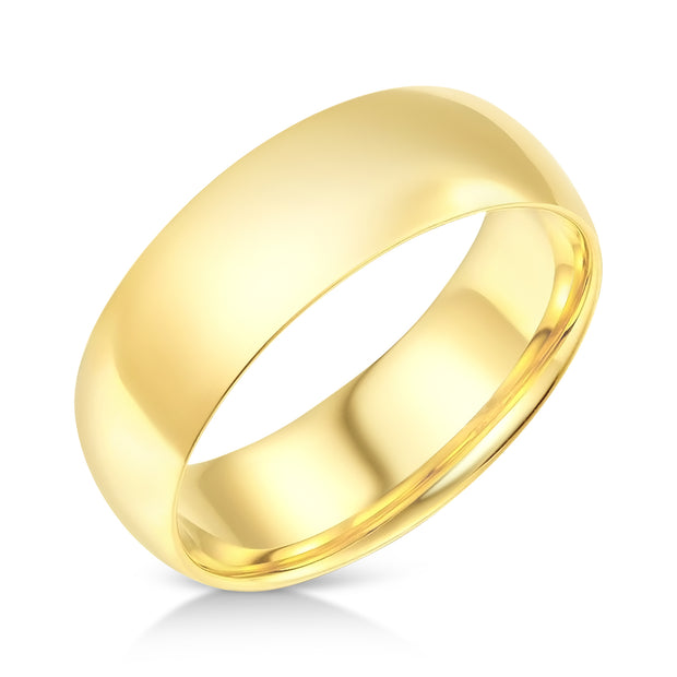 14k Solid Gold 7mm Plain Comfort Fit Wedding Band