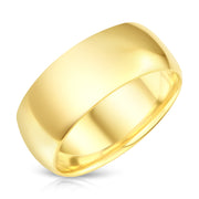 14k Solid Gold 8mm Plain Comfort Fit Wedding Band