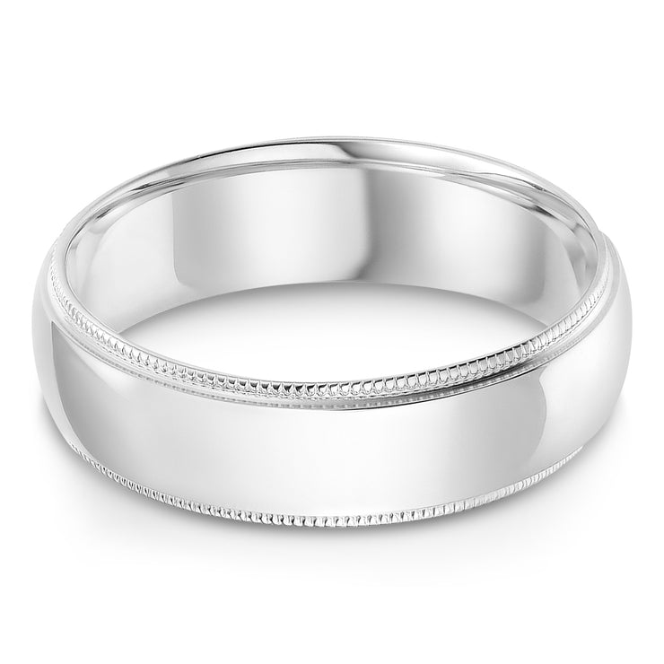 14k Solid Gold 6mm Comfort Fit Milgrain Traditional Wedding Band Ring