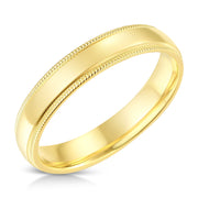 14k Solid Gold 4mm Standard Classic Fit Milgrain Traditional Wedding Band Ring