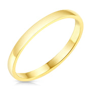 14k Solid Gold 2mm Plain Standard Classic Fit Traditional Wedding Band Ring