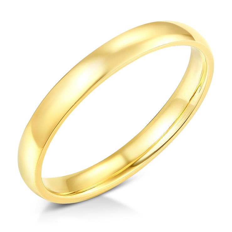 14k Solid Gold 3mm Plain Standard Classic Fit Traditional Wedding Band Ring