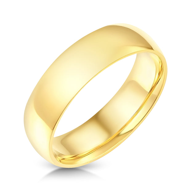 14k Solid Gold 6mm Plain Standard Classic Fit Traditional Wedding Band Ring