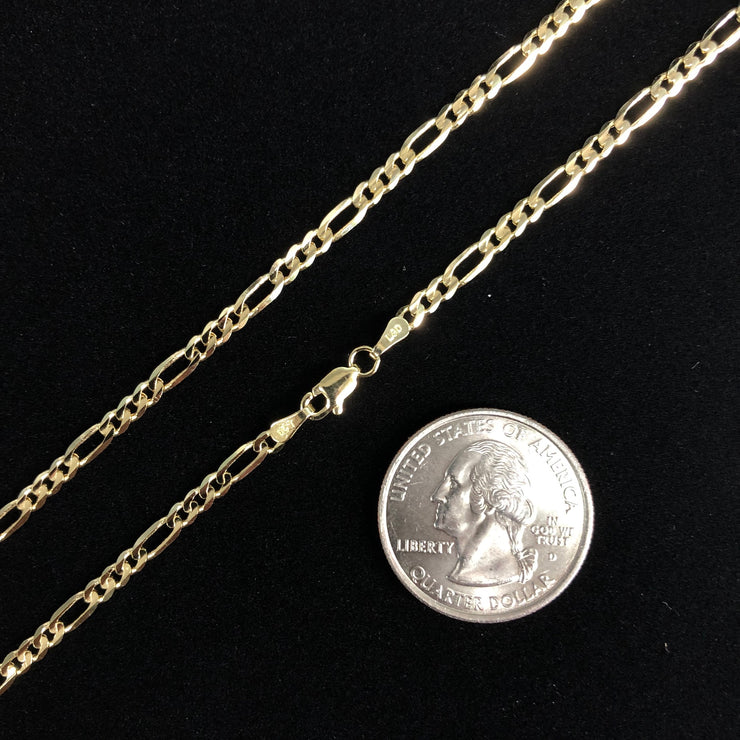 14K Gold 3.1mm Figaro 3+1 Chain