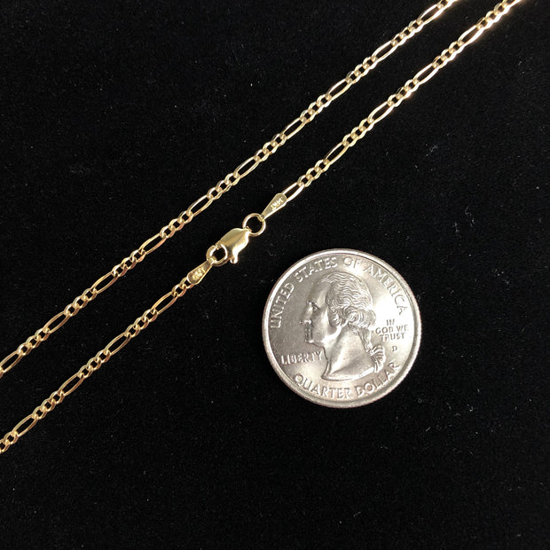 14K Gold 2mm Figaro 3+1 Chain