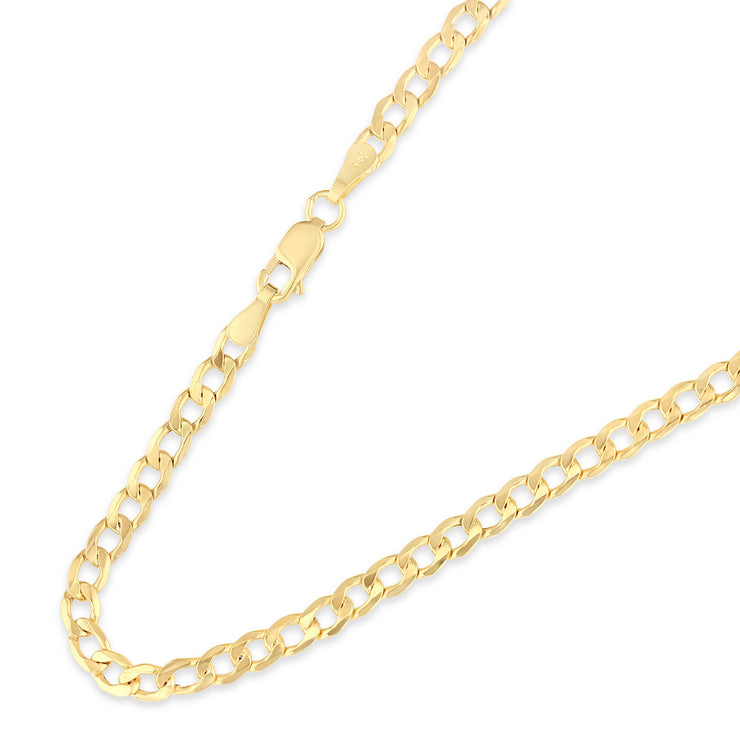 14K Gold 3.4mm Hollow Cuban Chain