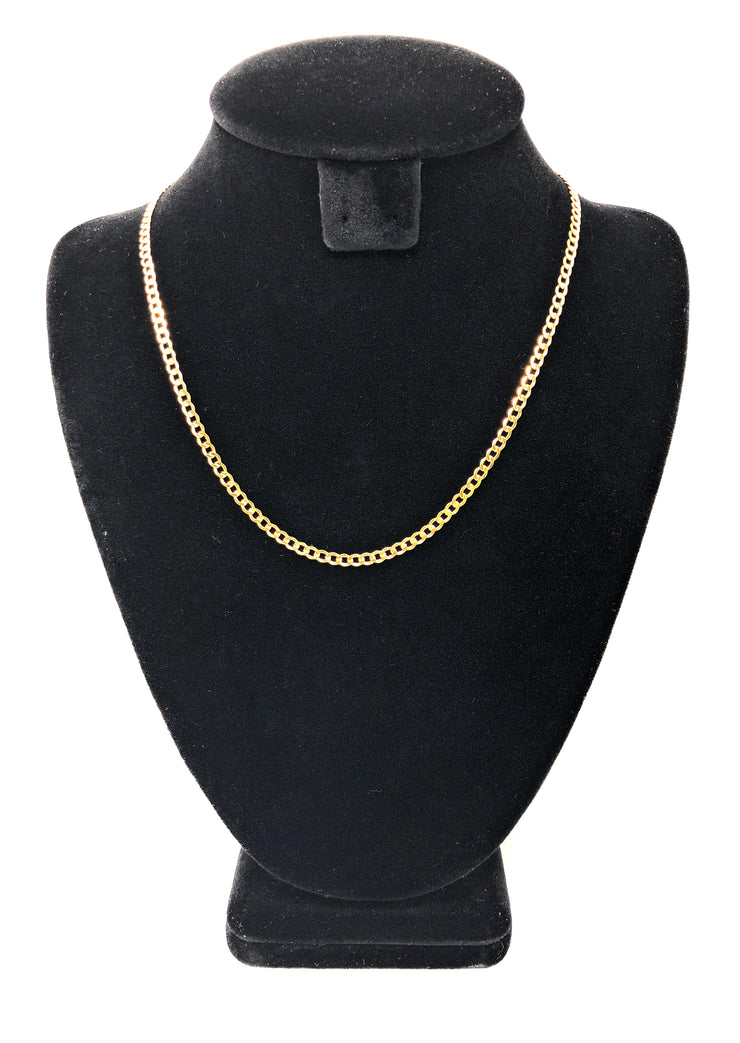 14K Gold 3.4mm Hollow Cuban Chain