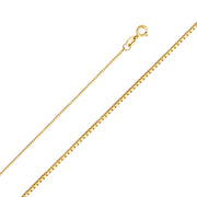 14K Gold Plain Heart Charm Pendant with 0.8mm Box Chain Necklace