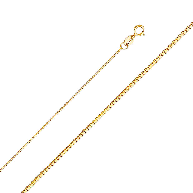 14K Gold Plain Heart Charm Pendant with 0.8mm Box Chain Necklace