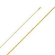 14K Gold Heart Charm Pendant with 1.2mm Flat Open Wheat Chain Necklace