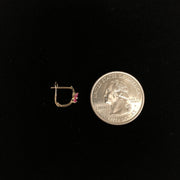 14K Gold Flower CZ Stone Huggie Hoops