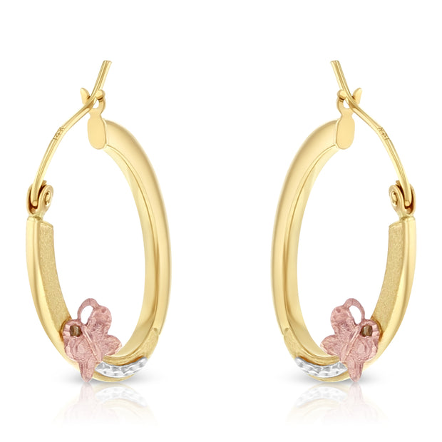 14K Gold 1.5mm Hoops with Butterfly