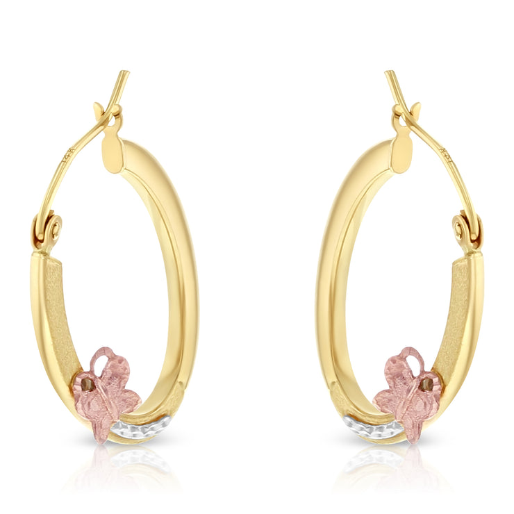 14K Gold 1.5mm Hoops with Butterfly