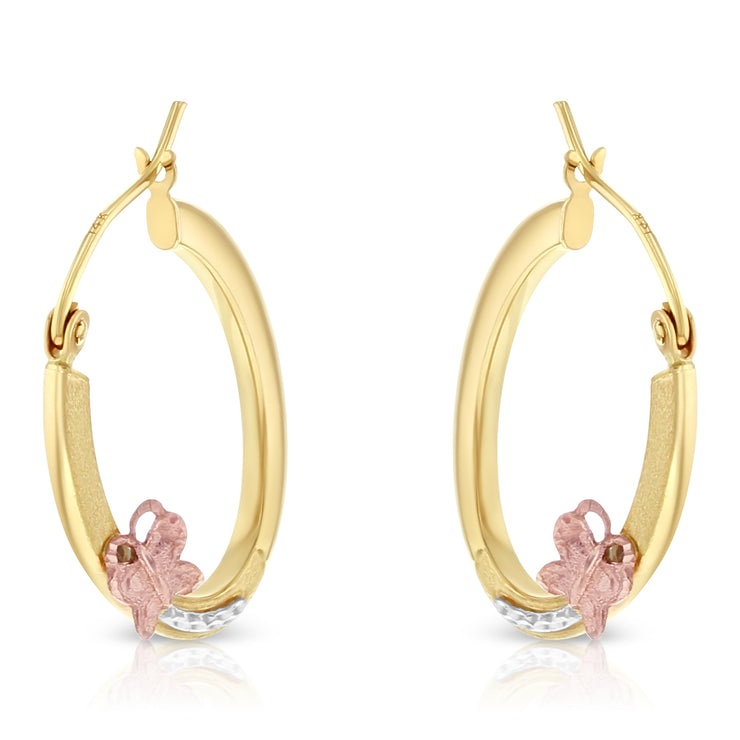 14K Gold 1.5mm Hoops with Butterfly