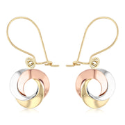 14K Gold Love Circle Hanging Earrings