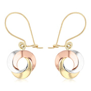 14K Gold Love Circle Hanging Earrings