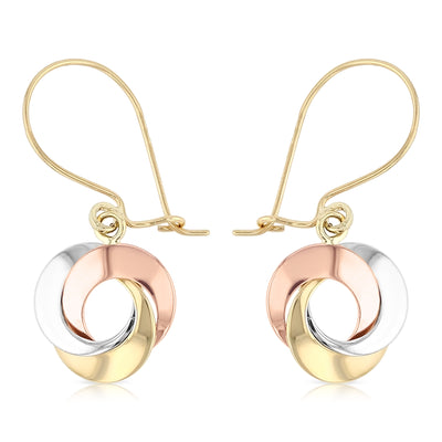 14K Gold Love Circle Hanging Earrings
