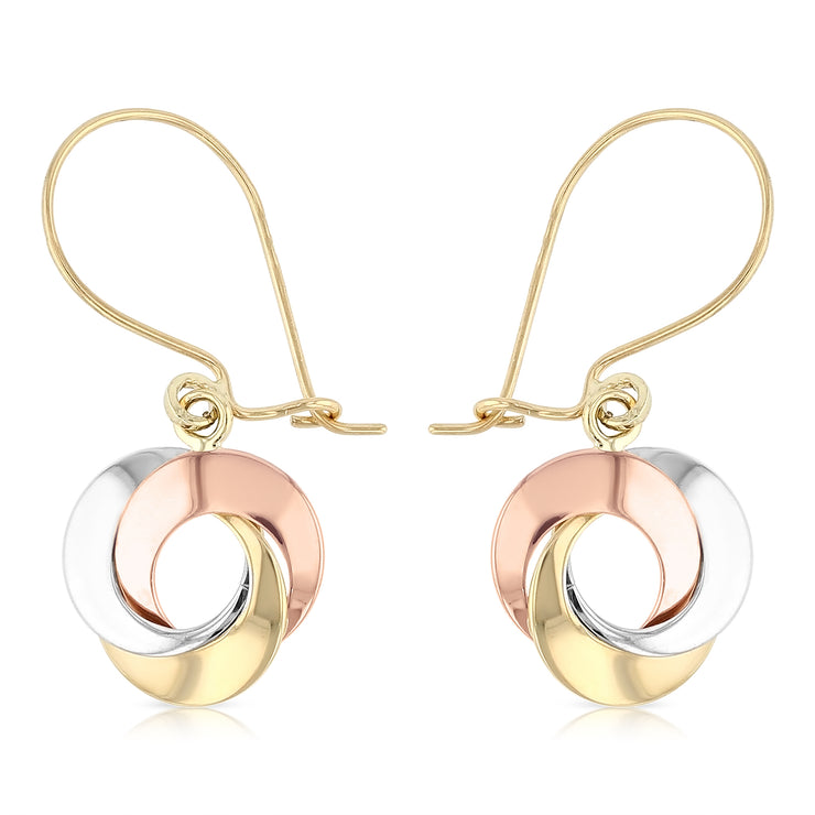 14K Gold Love Circle Hanging Earrings