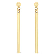 14K Gold Round Bar Hanging Earrings