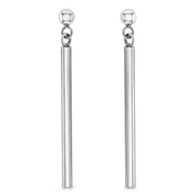 14K Gold Round Bar Hanging Earrings