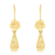 14K Gold Hollow Teardrop Hanging Earrings