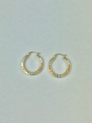 14K Gold Diamond Cut Hoops