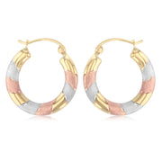 14K Gold Diamond Cut Hoops