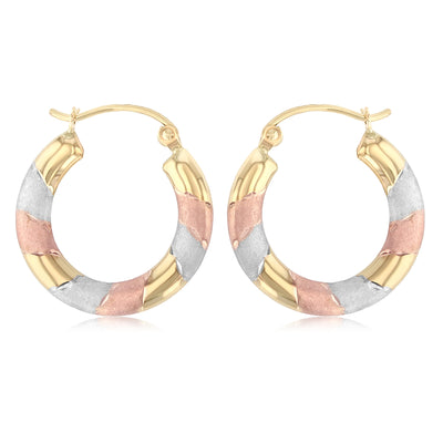 14K Gold Diamond Cut Hoops