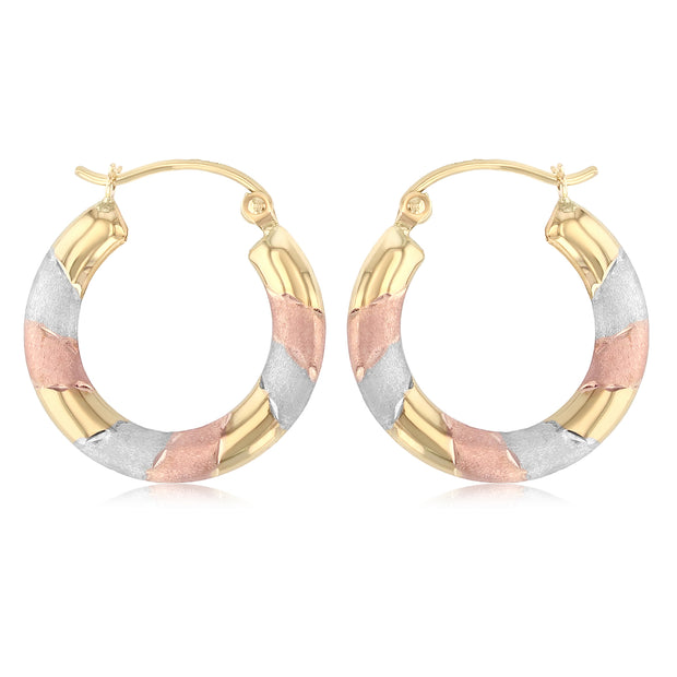 14K Gold Diamond Cut Hoops
