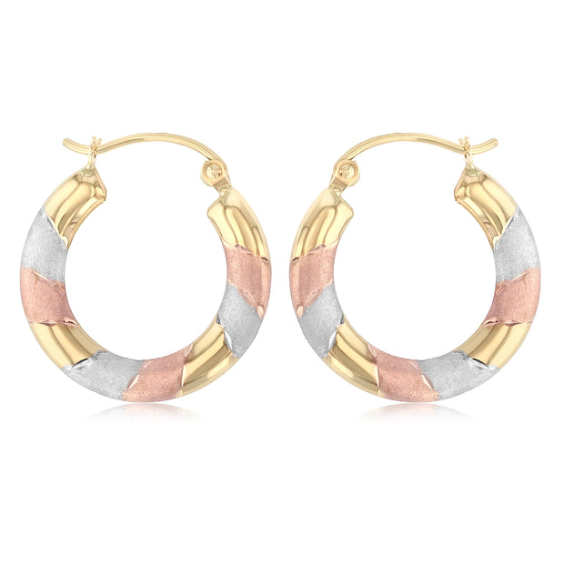 14K Gold Diamond Cut Hoops